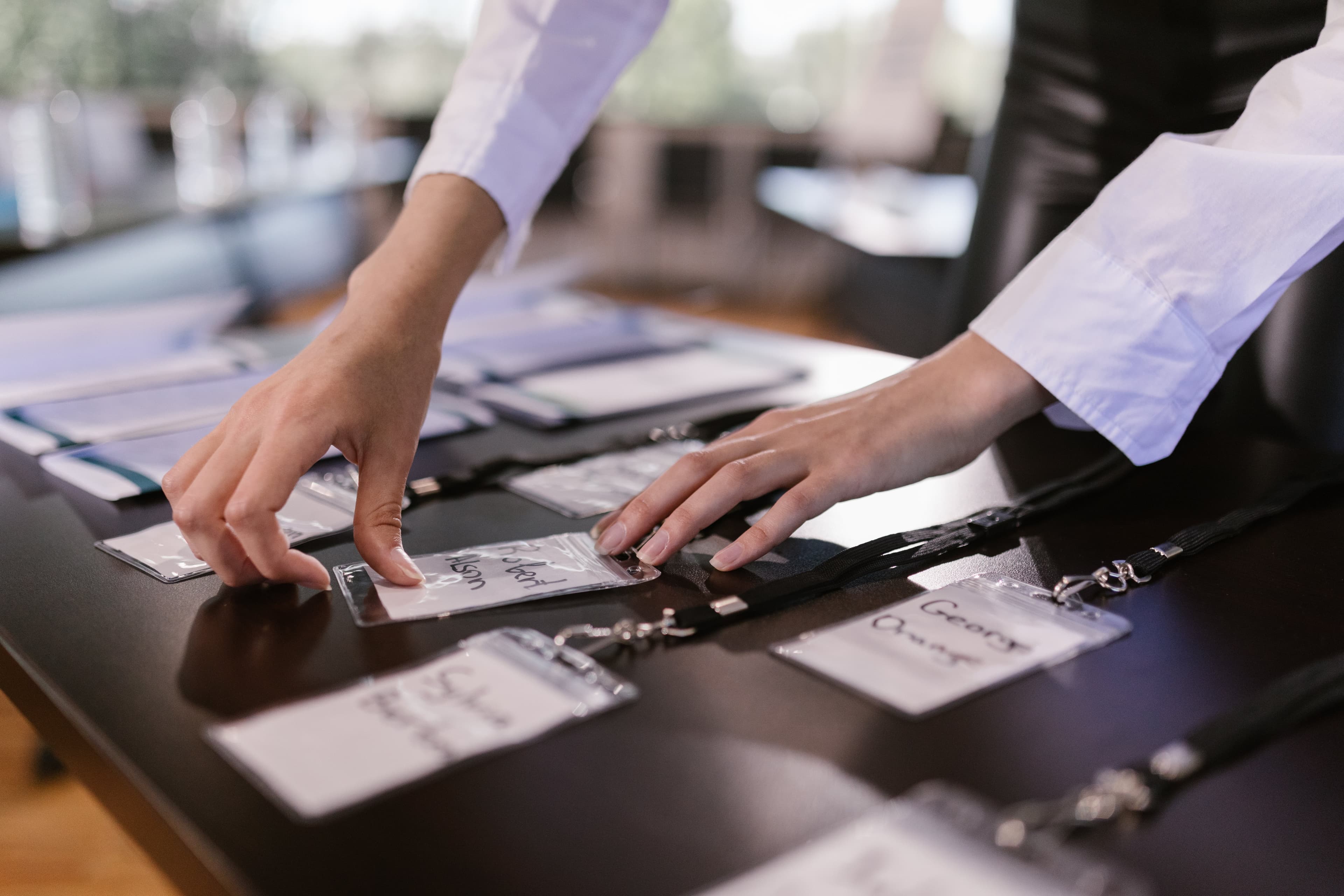 Events staffing — name badge detail at professional conference
